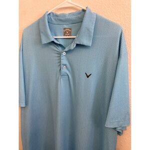 Callaway Mens XL Golf Polo Shirt Blue White Geo Print Performance Short Sleeve